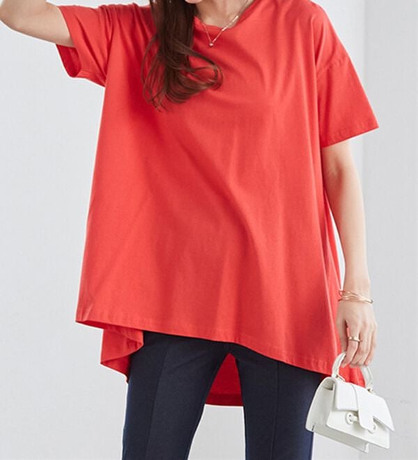 RANAN（ラナン）の「＜ＢＣ＞綿１００％ひんやりフレアーシルエットチュニック（カットソー）」｜詳細画像