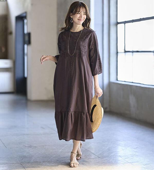 BELLUNA（ベルーナ）の「インド綿胸元デザインワンピース（その他ワンピース）」｜詳細画像