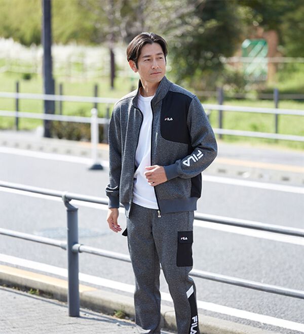 「＜フィラ＞裏ブロックフリース杢調アクティブスーツ（メンズスポーツウェア（トップス））」｜詳細画像