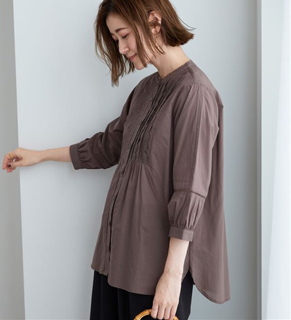 BELLUNA（ベルーナ）の「レース×ピンタック使いシャツチュニック（チュニック）」｜詳細画像