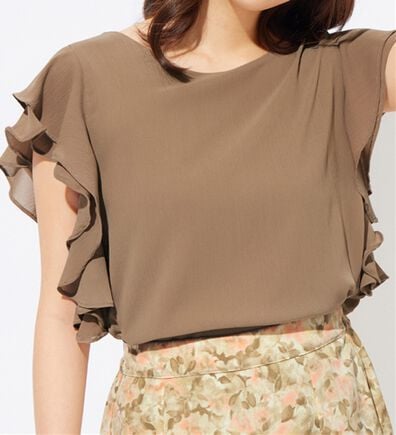 alotta（アロッタ）の「楊柳シフォン袖フリルブラウス（ブラウス）」