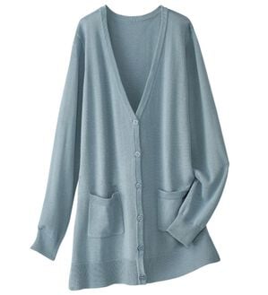 BELLUNA（ベルーナ）の「綿混素材やわらかベーシックカーディガン（ニットカーディガン）」｜サックス