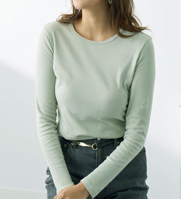 BELLUNA（ベルーナ）の「【選べる衿】肌に優しい綿１００％暖か発熱素材プルオーバー＜ベルホット　コットン＞（カットソー）」｜詳細画像