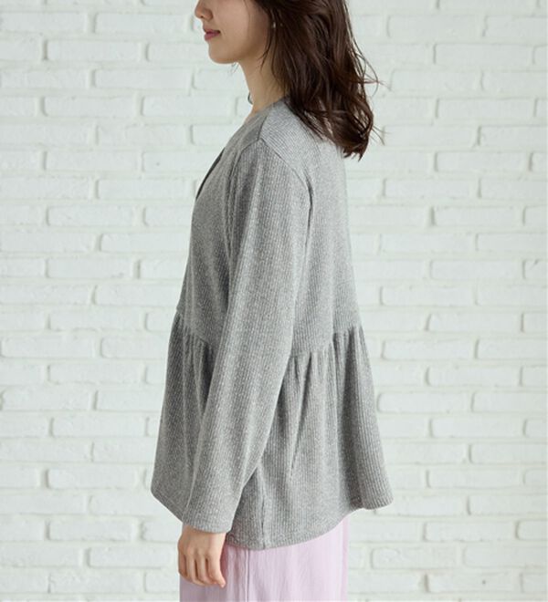 BELLUNA（ベルーナ）の「ラメ調リブ素材ペプラムカーディガン（ニットカーディガン）」｜詳細画像