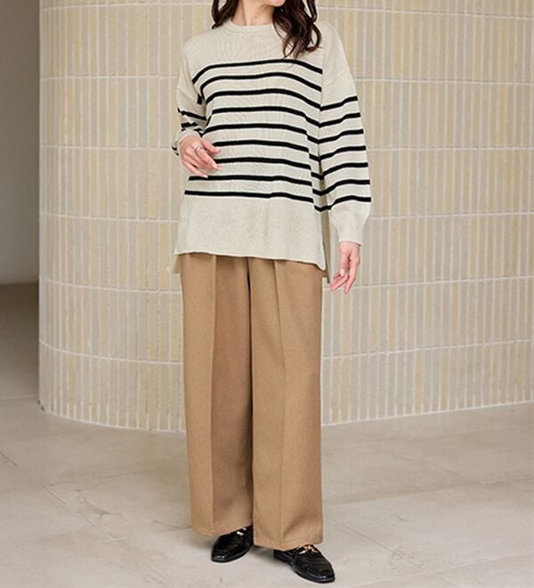 RANAN（ラナン）の「ワイドリブ使いカラーニットチュニック（ニット・セーター）」｜詳細画像