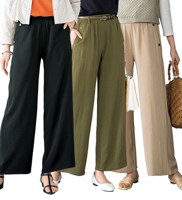 ルフラン（ルフラン）の「【３本組】＜ヒンヤリラクシー＞ワイドパンツ（ワイドパンツ・ガウチョ）」｜3本組