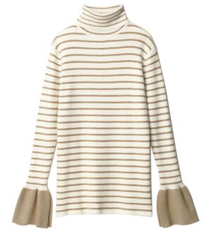 RANAN（ラナン）の「＜ムースタッチ＞洗える！バイカラータートルリブニット（ニット・セーター）」｜ベージュボーダー