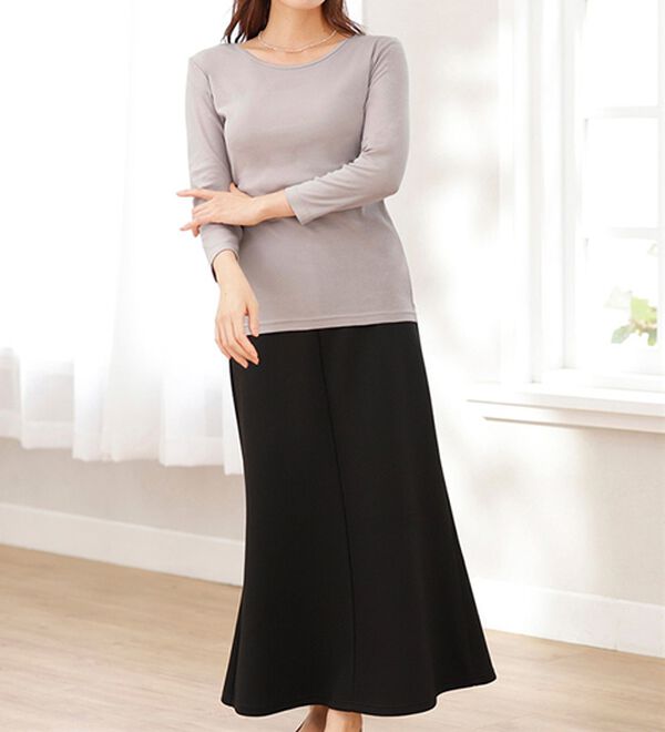 LAVIENNE（ラヴィエンヌ）の「【ＵＶカット】着回し力抜群！綿１００％クルーネックプルオーバー（８分袖）＜カラフルコットン＞（肌着・インナーウェア）」｜詳細画像