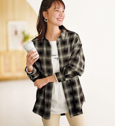 BELLUNA（ベルーナ）の「ゆったり快適チェック柄シャツチュニック（チュニック）」