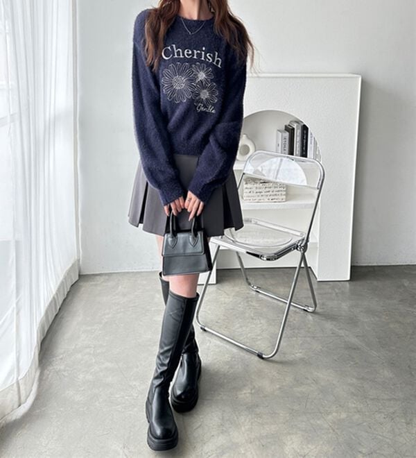 GeeRA（ジーラ）の「フラワー刺繍シャギーニット（ニット・セーター）」｜詳細画像