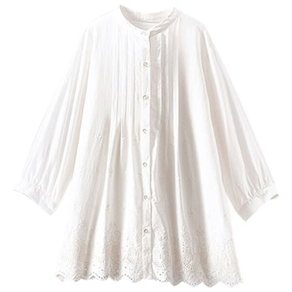 BELLUNA（ベルーナ）の「裾スカラップ刺しゅうシャツブラウス（ブラウス）」｜詳細画像