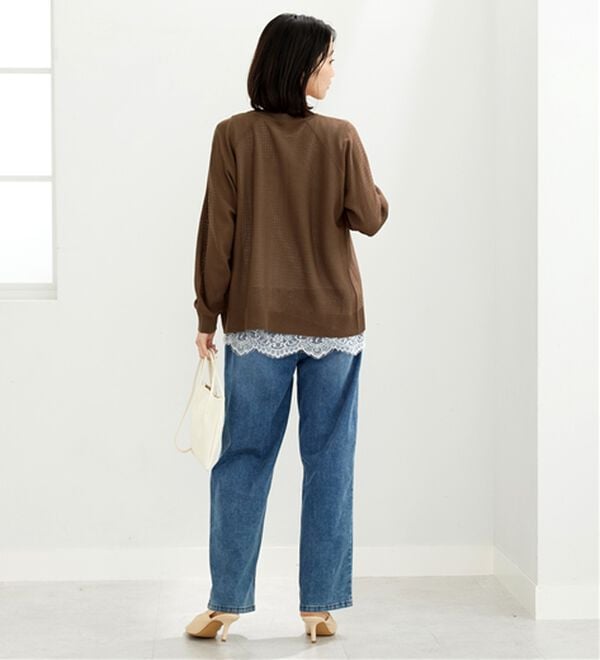 BELLUNA（ベルーナ）の「ジッパー使い透かし編ニットカーディガン（ニットカーディガン）」｜詳細画像