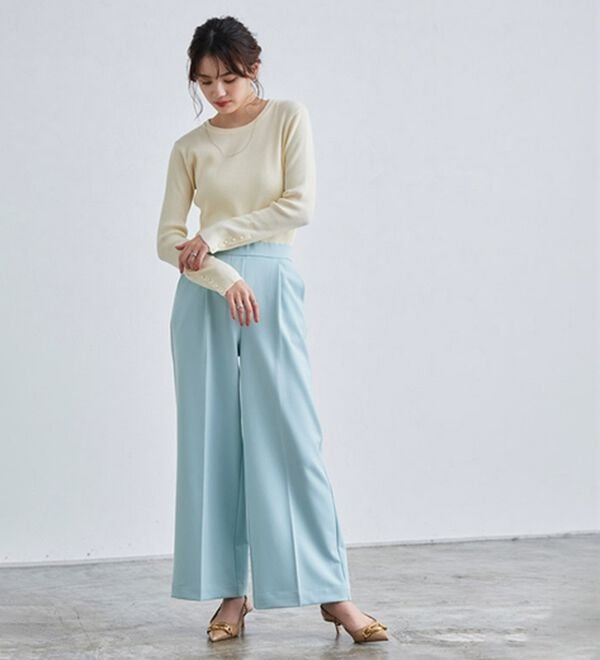 Pierrot（ピエロ）の「【選べるネック】もっちり袖パールニット（ニット・セーター）」｜詳細画像