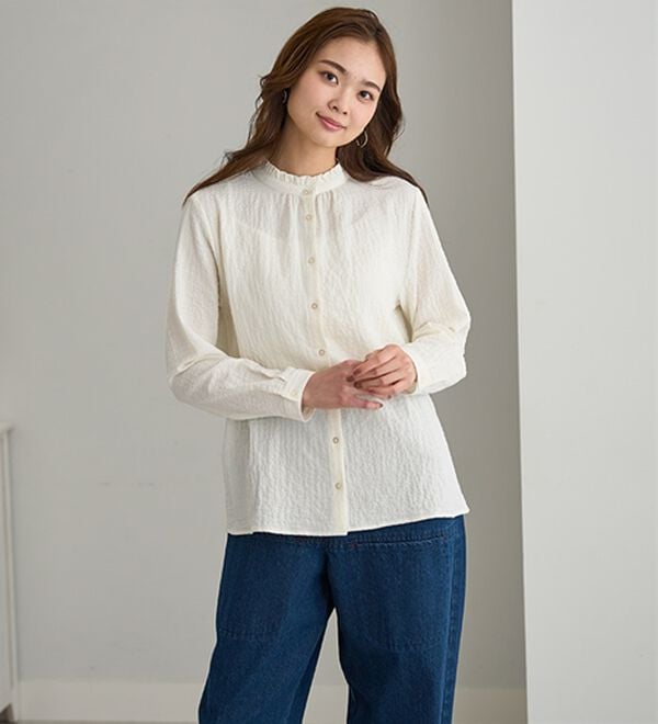 BELLUNA（ベルーナ）の「柔らかコットン衿フリルシャツ（ブラウス）」｜詳細画像