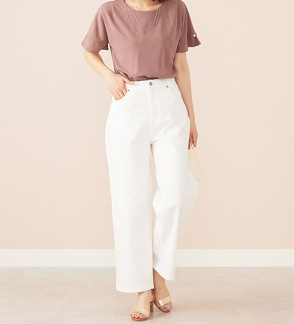 BELLUNA（ベルーナ）の「ジョーゼット素材袖パールブラウス（ブラウス）」｜詳細画像