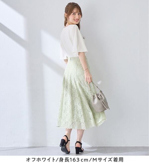 alotta（アロッタ）の「【接触冷感】パールデザイン５分袖Ｔシャツブラウス（ブラウス）」｜詳細画像