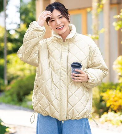 BELLUNA（ベルーナ）の「中わたキルトリバーシブルファーコート（ハーフコート）」