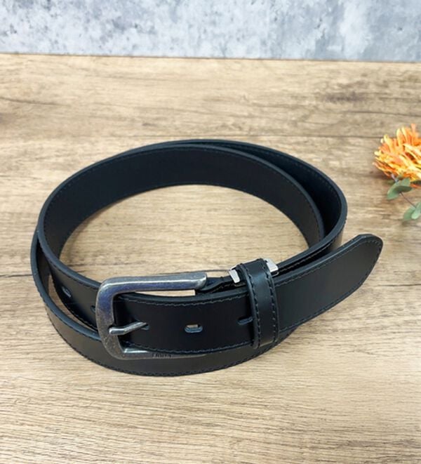 「【EDWIN】紳士牛床革Sステッチ35ベルト（メンズベルト）」｜ブラック