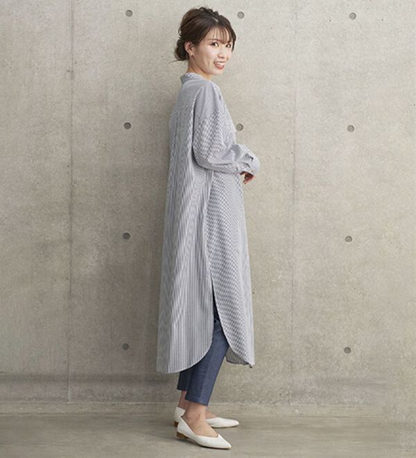 BELLUNA（ベルーナ）の「胸ポケット付キーネックシャツワンピース（チュニック）」｜詳細画像