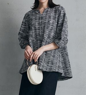 RANAN（ラナン）の「カットツイードペプラムブラウス（カットソー）」｜モノトーン系