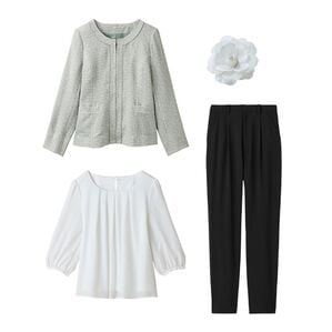 alotta（アロッタ）の「【４点セット】入学式卒業式に！ママに嬉しい洗えるパンツスーツ＜７号～２３号＞（パンツスーツ）」｜ライトグレー系