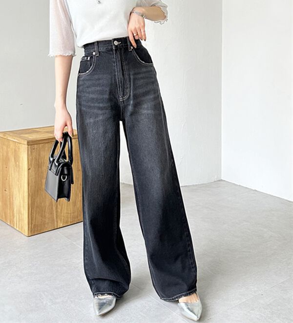 GeeRA（ジーラ）の「ハイウエストストレートデニム（ワイドパンツ・ガウチョ）」｜詳細画像