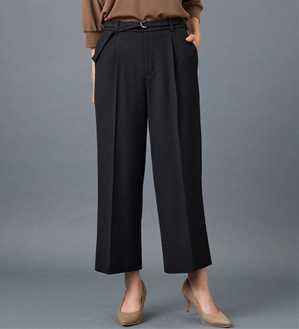 BELLUNA（ベルーナ）の「サマ見え（Ｗ）ベルト付ワイドパンツ（ワイドパンツ・ガウチョ）」｜詳細画像