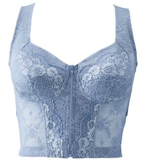 LAVIENNE（ラヴィエンヌ）の「猫背は卒業！総レースロングブラ（ノンワイヤーブラ）」｜ブルーグレー