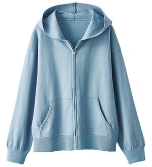 BELLUNA（ベルーナ）の「上品ニット大人顔ジップパーカー（パーカー）」｜サックス