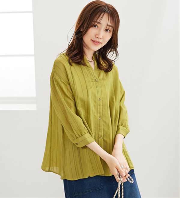 BELLUNA（ベルーナ）の「ドビー素材タック入りシャツチュニック（チュニック）」｜詳細画像