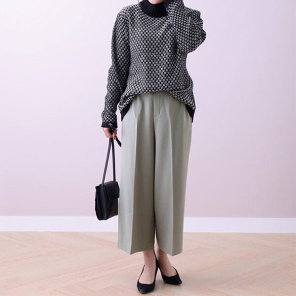 BELLUNA（ベルーナ）の「ストレッチ素材ベルト付ワイドパンツ（ワイドパンツ・ガウチョ）」｜詳細画像