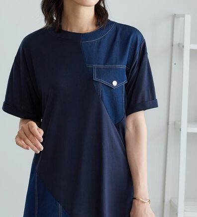 BELLUNA（ベルーナ）の「デニム切替デザインチュニック（チュニック）」