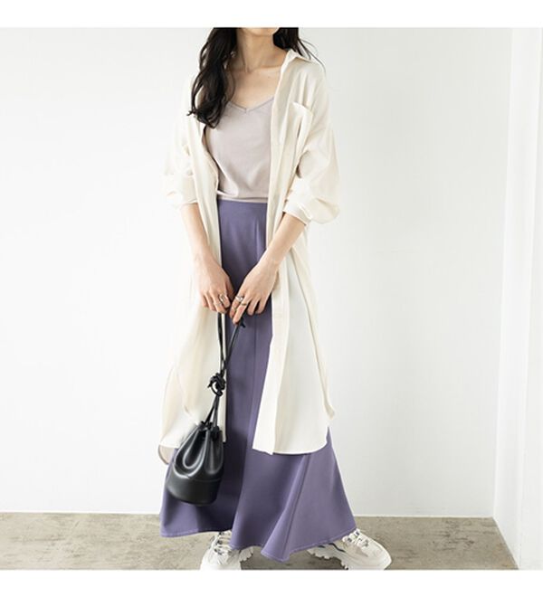 GeeRA（ジーラ）の「スリット入りロングシャツワンピース（シャツワンピース）」｜詳細画像