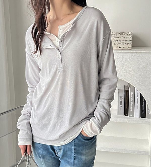 GeeRA（ジーラ）の「前後２ＷＡＹシアースラブヘンリーネックカットソー（カットソー）」｜詳細画像