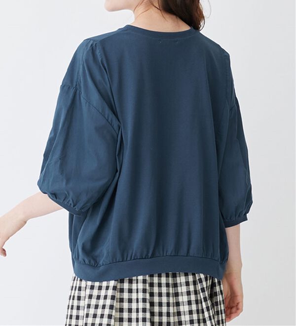 Viola e Viola（ヴィオラ エ ヴィオラ）の「異素材切替７分袖ゆるプルオーバー（カットソー）」｜詳細画像