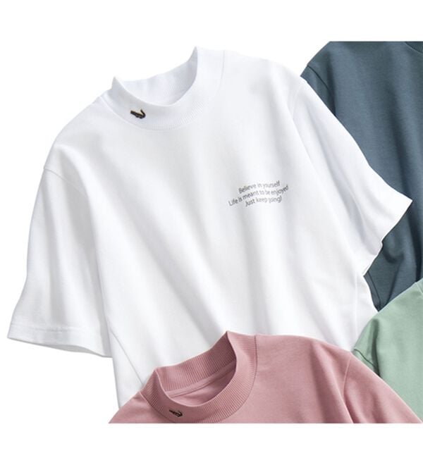 「クロコダイル　接触冷感モックネック鹿の子Ｔシャツ（メンズＴシャツ）」｜ホワイト