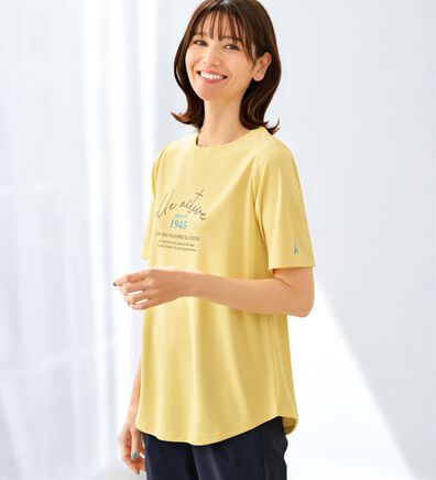 BELLUNA（ベルーナ）の「＜ＥＬＬＥ　Ａｃｔｉｖｅ＞裏メッシュ裾ラウンドチュニック（カットソー）」