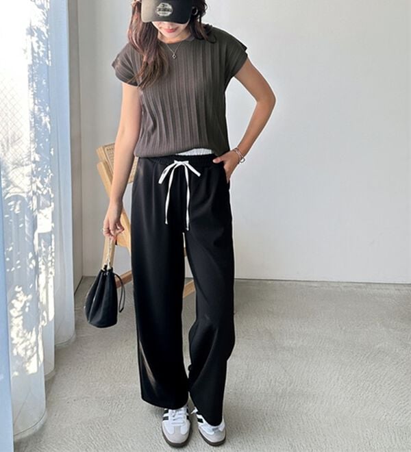 GeeRA（ジーラ）の「プリーツ編フレンチスリーブリブトップス（ニット・セーター）」｜詳細画像