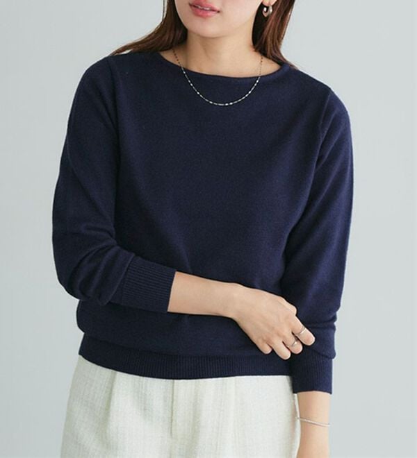 Pierrot（ピエロ）の「【Ｓ～３Ｌ】ネックが選べるプレミアムカシミヤタッチニット（ニット・セーター）」｜詳細画像