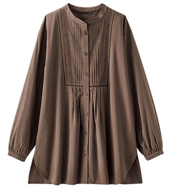 BELLUNA（ベルーナ）の「レース&times;ピンタック使いシャツチュニック（チュニック）」｜詳細画像