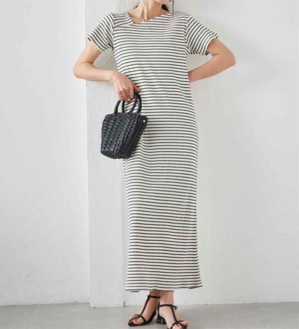 RANAN（ラナン）の「アシメネックハーフスリーブリブワンピース（その他ワンピース）」｜詳細画像