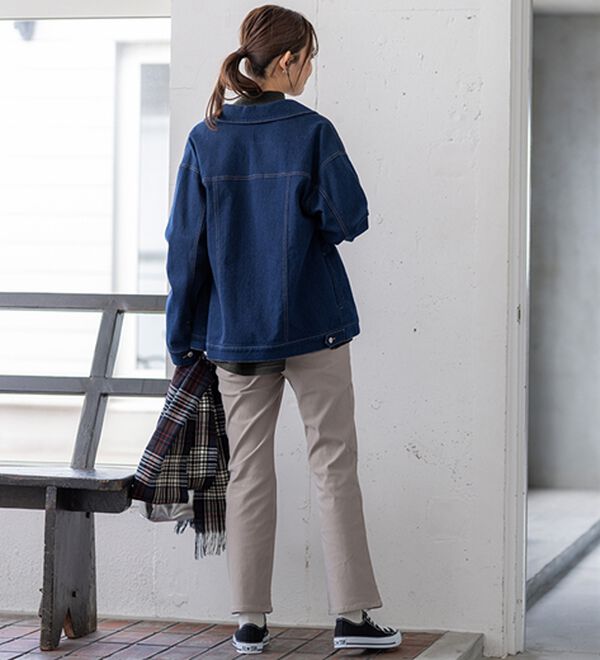 BELLUNA（ベルーナ）の「【選べる裏起毛】静電気防止！ヘリンボーンブーツカットパンツ（フルレングスパンツ）」｜詳細画像