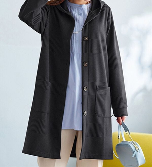 BELLUNA（ベルーナ）の「ボーダージャカード素材フードカーディガン（その他ジャケット）」｜詳細画像