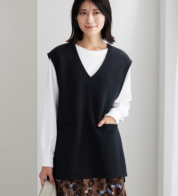 BELLUNA（ベルーナ）の「静電気防止インナー付Ｖネックベストアンサンブル（アンサンブル）」｜詳細画像