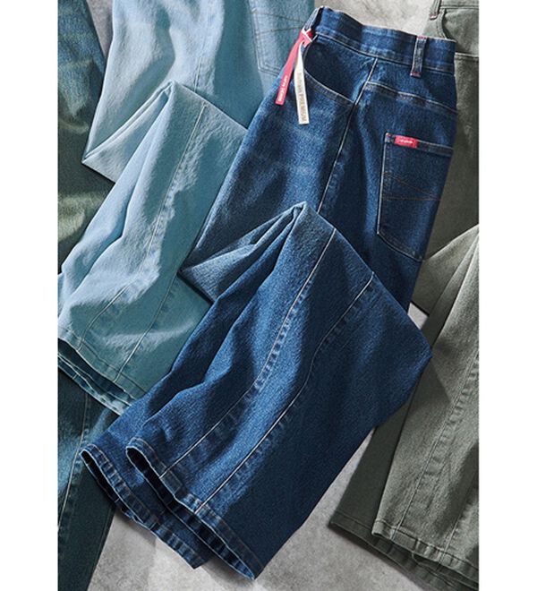 ルフラン（ルフラン）の「旬顔で楽ちん。カーブデニムパンツ（フルレングスパンツ）」｜インディゴ