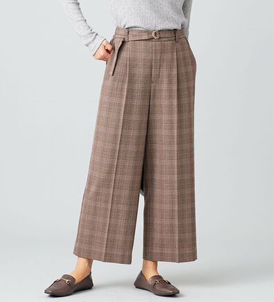 BELLUNA（ベルーナ）の「サマ見え（ウォーム）ベルト付ワイドパンツ（ワイドパンツ・ガウチョ）」