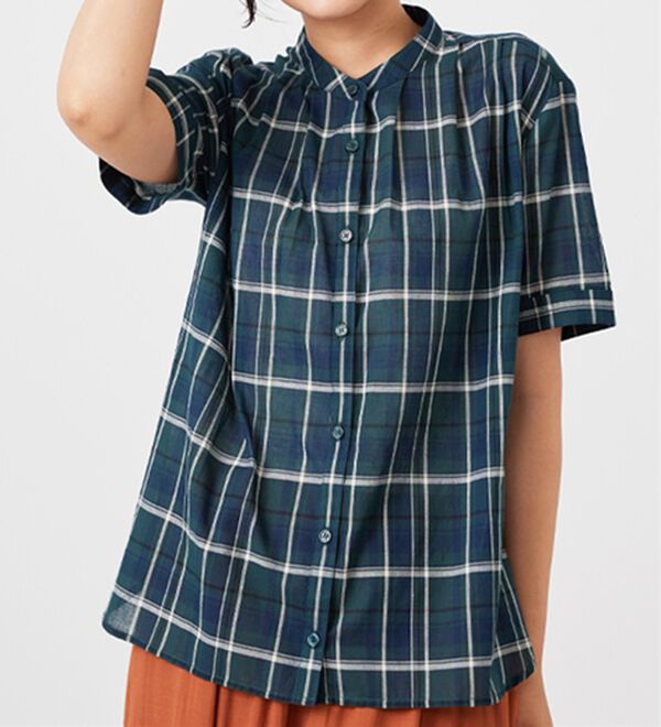 BELLUNA（ベルーナ）の「綿１００％バンドカラーシャツブラウス（ブラウス）」｜詳細画像