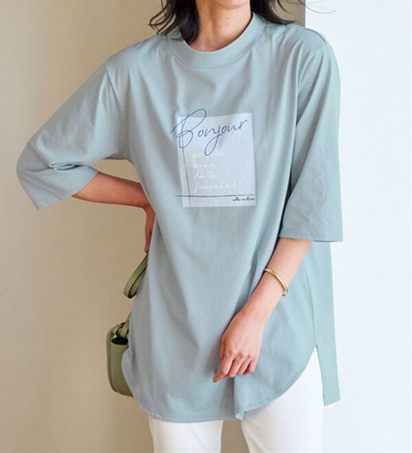 BELLUNA（ベルーナ）の「＜ＥＬＬＥ　Ａｃｔｉｖｅ＞多機能ロゴプリントチュニック（チュニック）」｜詳細画像