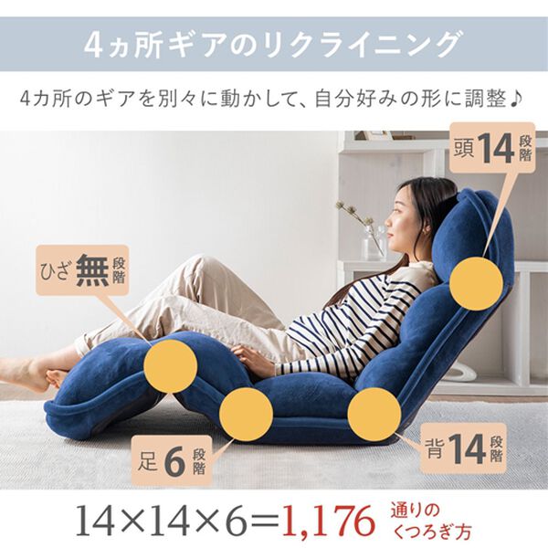 NEW収納簡単低反発もこもこ座椅子＜1人掛け・リクライニング