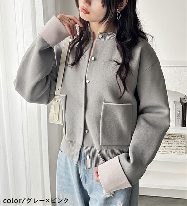 GeeRA（ジーラ）の「配色カラーニットカーディガン（ニットカーディガン）」｜詳細画像